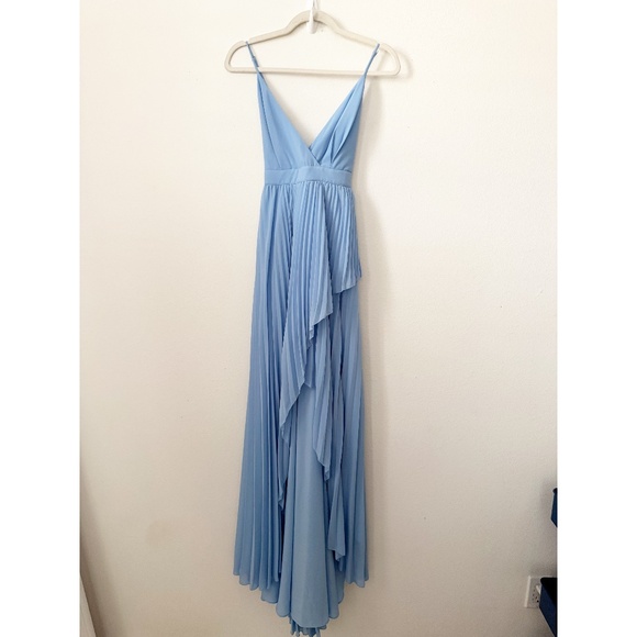 NWT Michael Costello X Revolve Ale  light blue pleated maxi Gown M - Picture 2 of 8